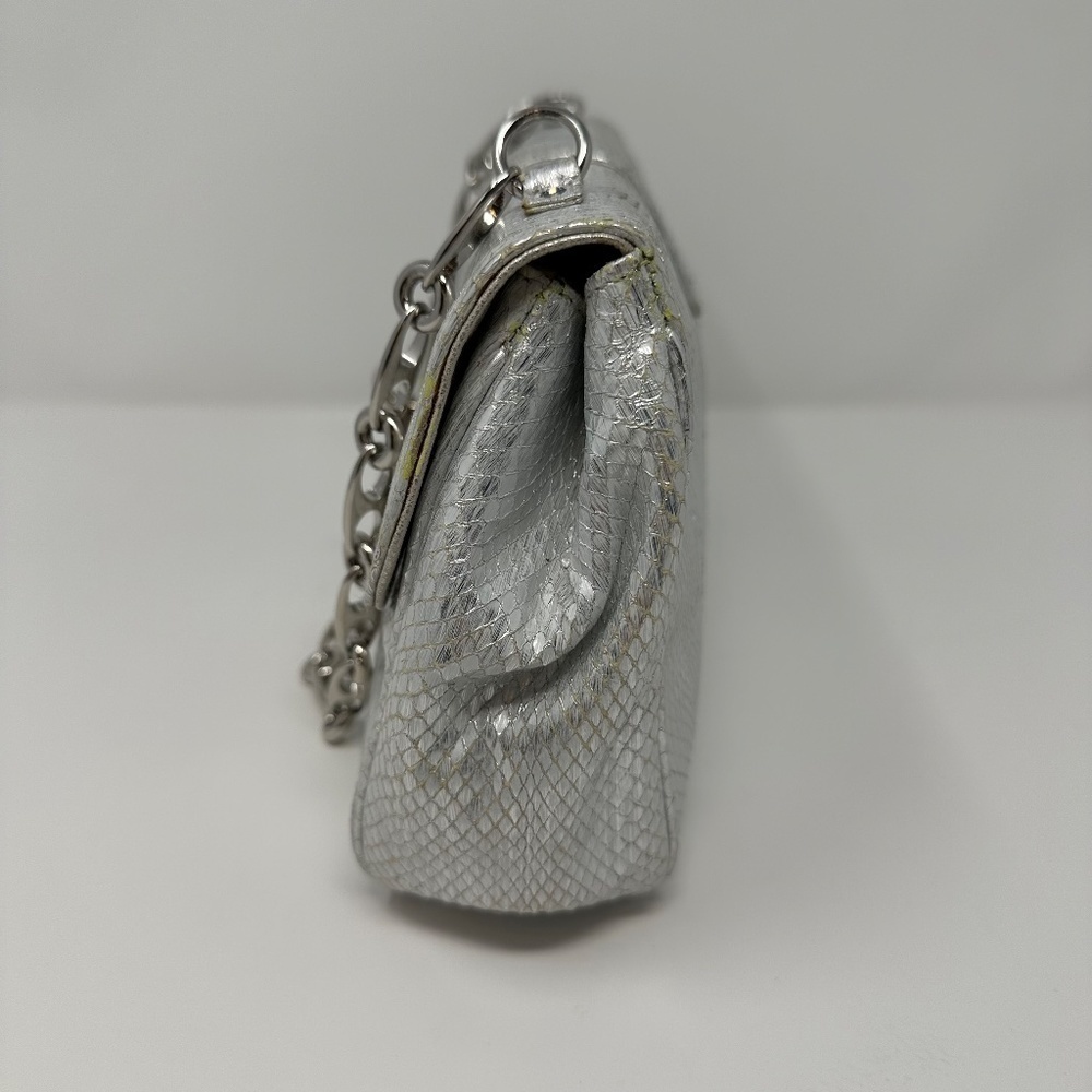Ferragamo Snakeskin Metallic Silver Crystal Bag - Picture 4 of 12